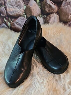 Dansko Black Leather Slip-On Loafers